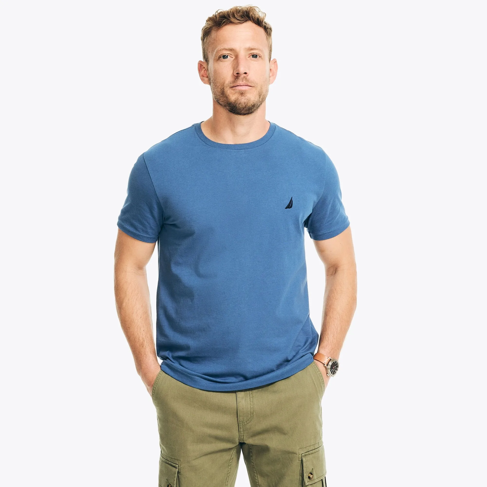 Nautica Mens Solid Crewneck T-Shirt