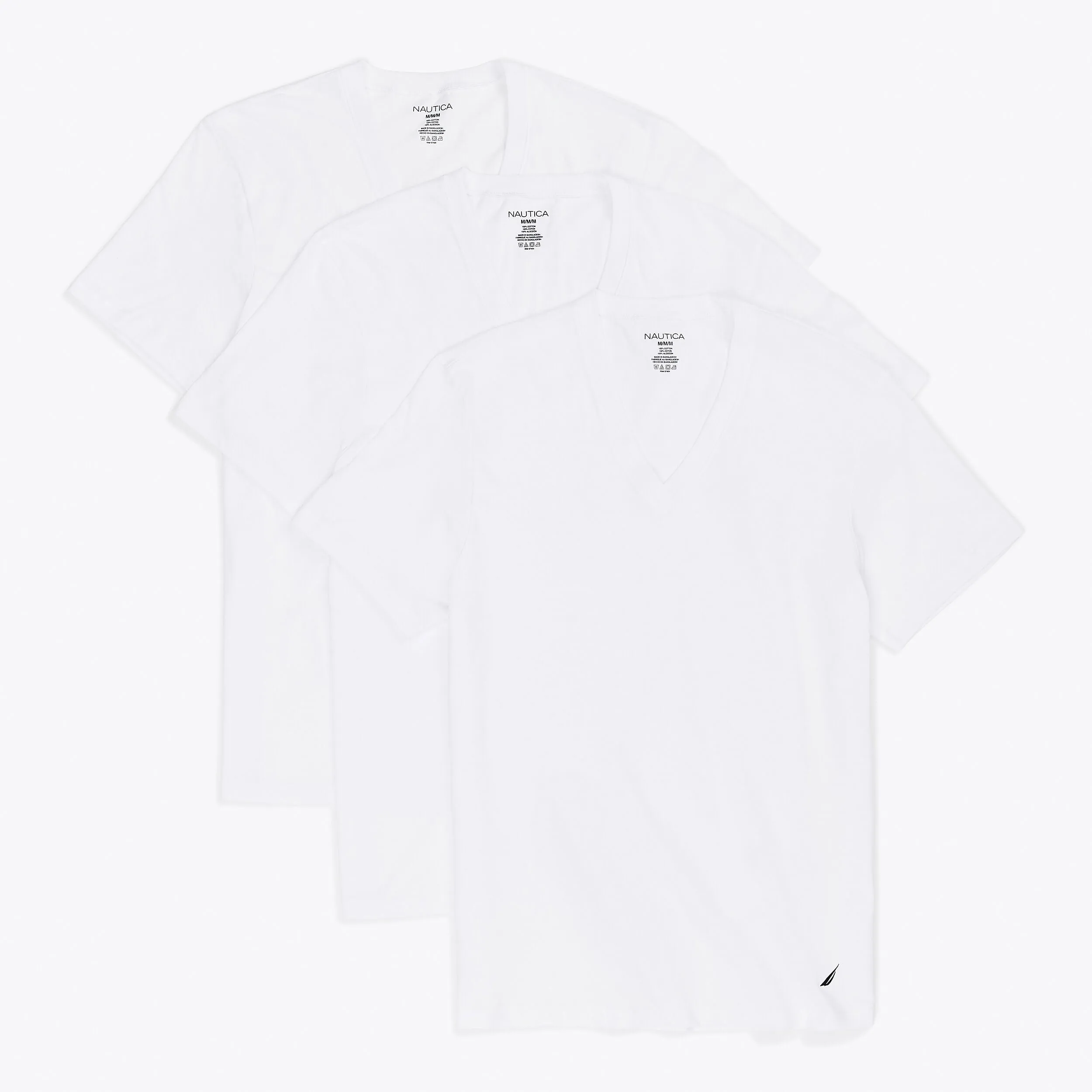 Nautica Mens V-Neck T-Shirts, 3-Pack
