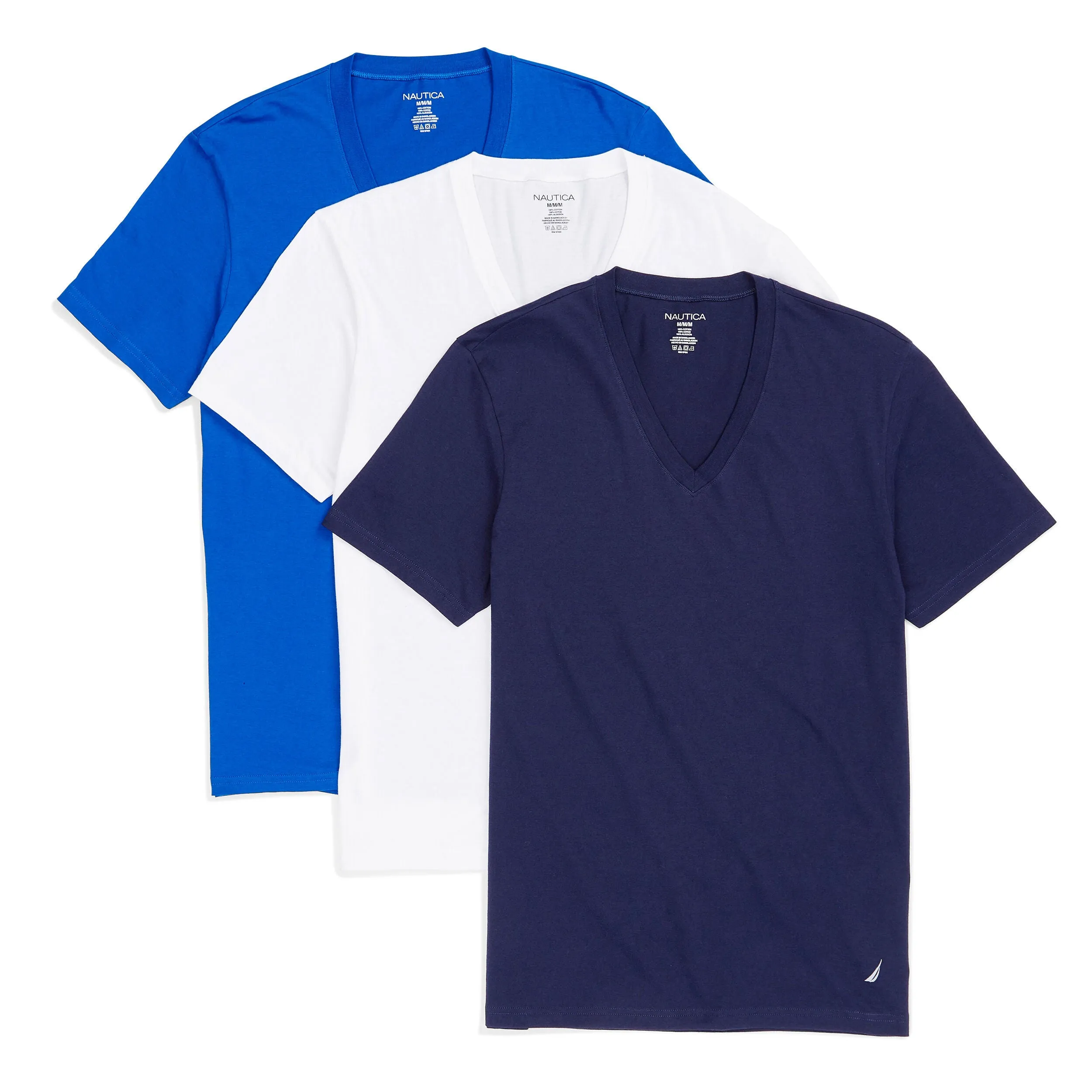 Nautica Mens V-Neck T-Shirts, 3-Pack