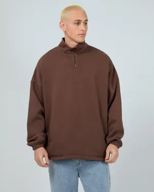Oversized 1/4 Zip Jumper Chocolate