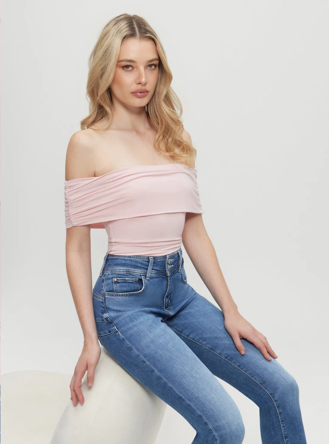 Pink Charlotte Off Shoulder Top Guess