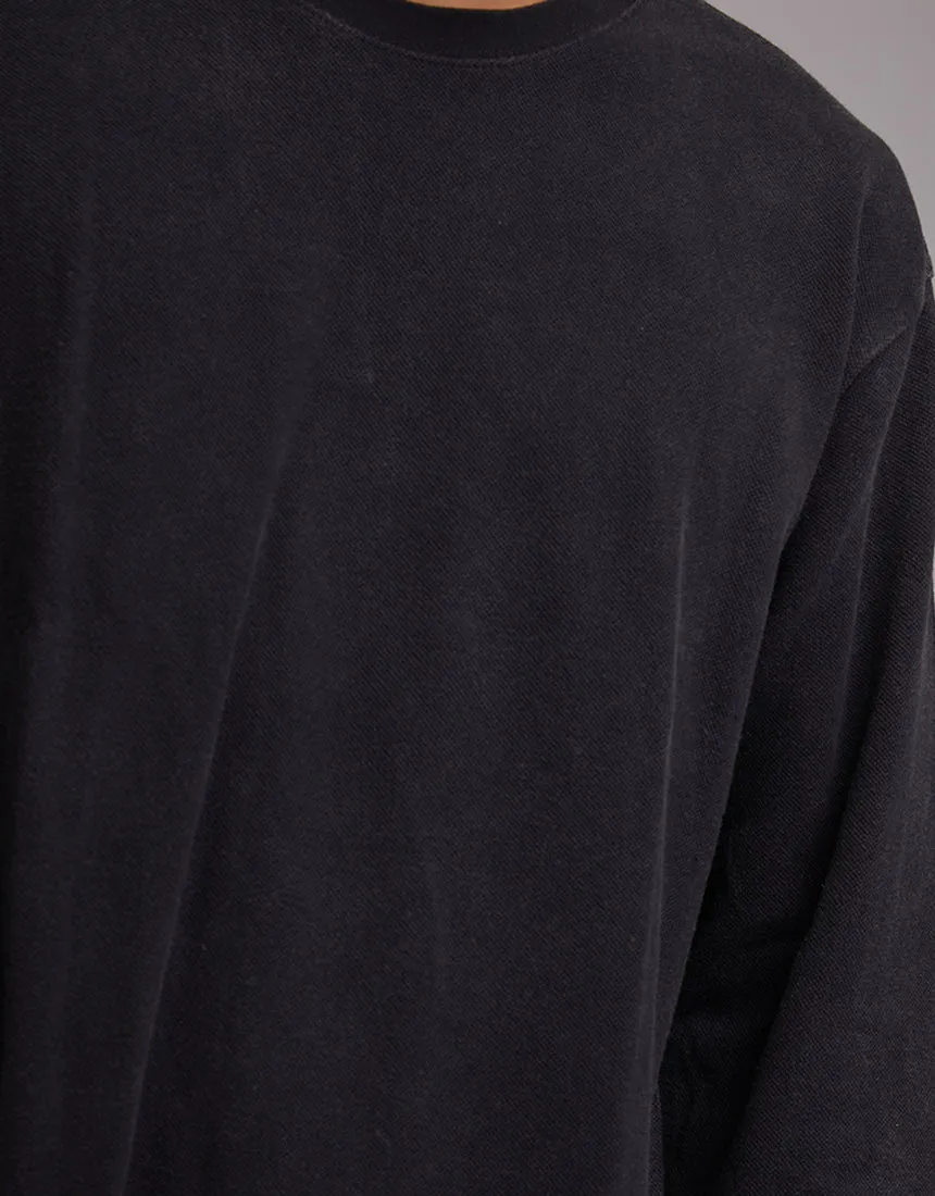Pique Long Sleeve Washed Black