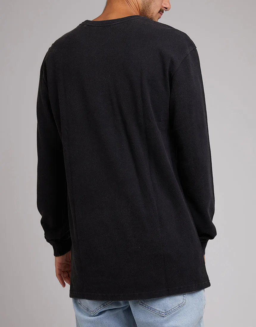 Pique Long Sleeve Washed Black