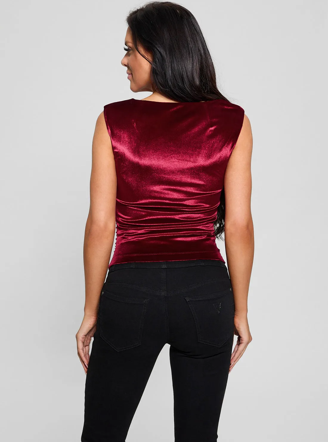 Red Janet Asymmetric Neck Top Guess