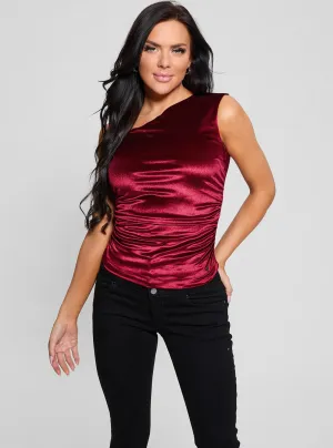 Red Janet Asymmetric Neck Top Guess