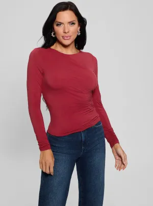 Red Shirred Noelle Top Guess