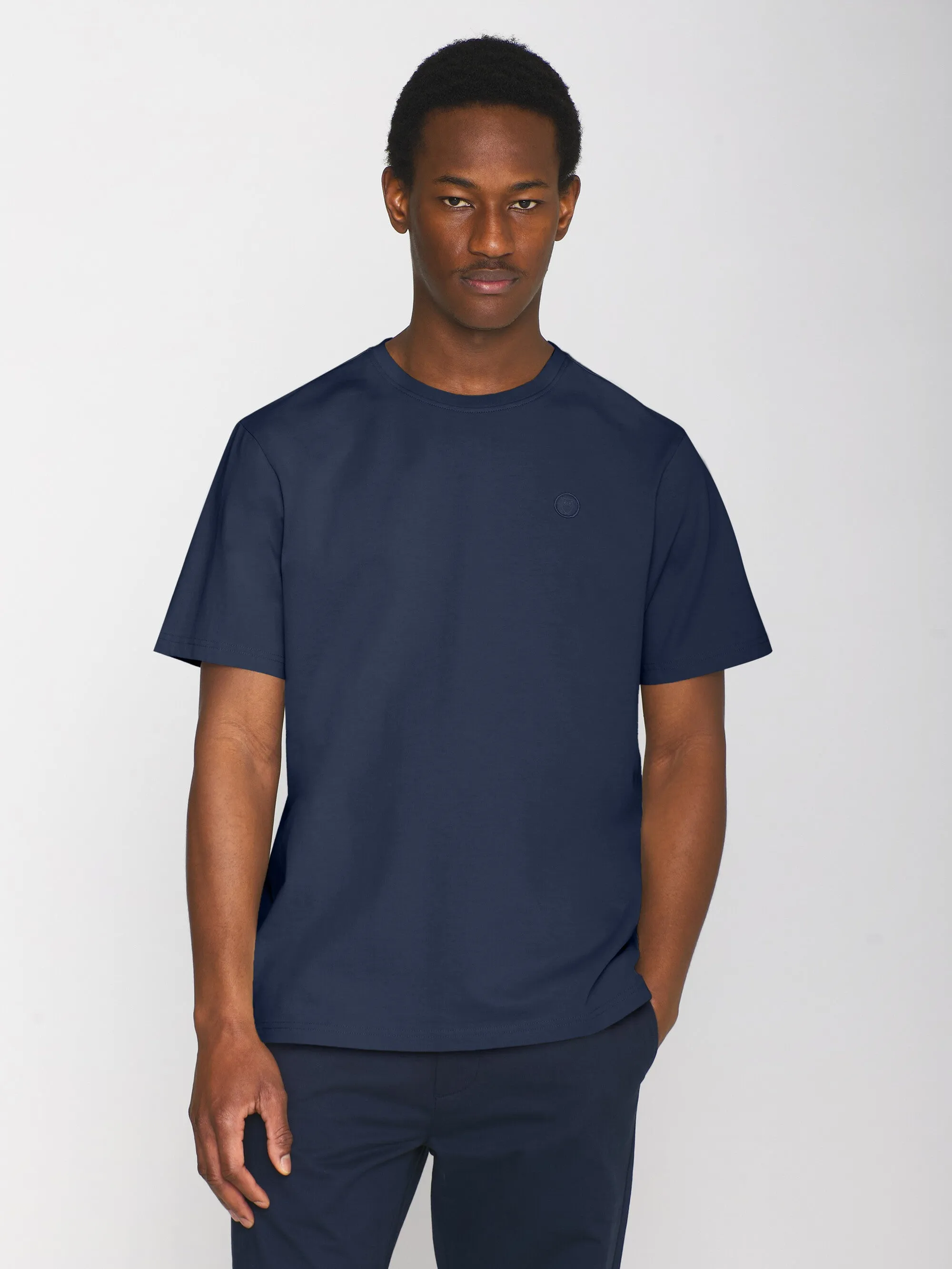 Regular fit Badge t-shirt - Insigna Blue melange Knowledge Cotton