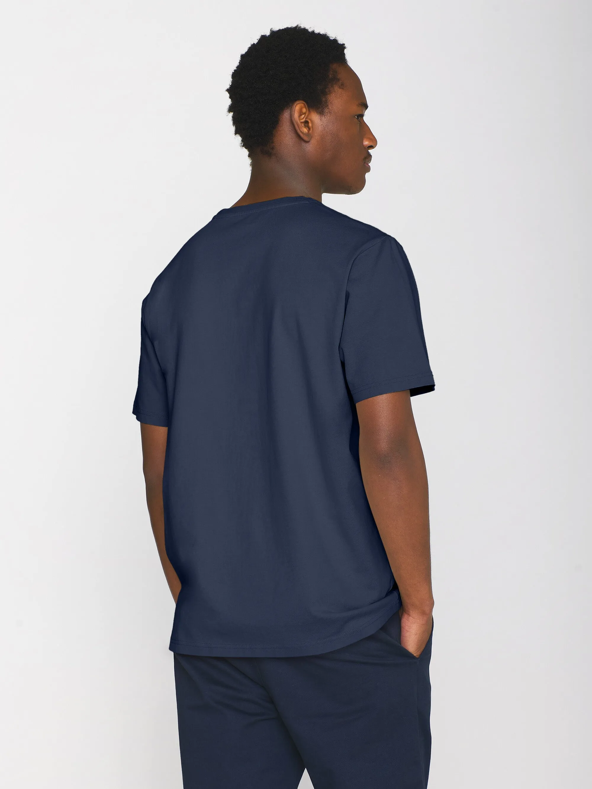 Regular fit Badge t-shirt - Insigna Blue melange Knowledge Cotton