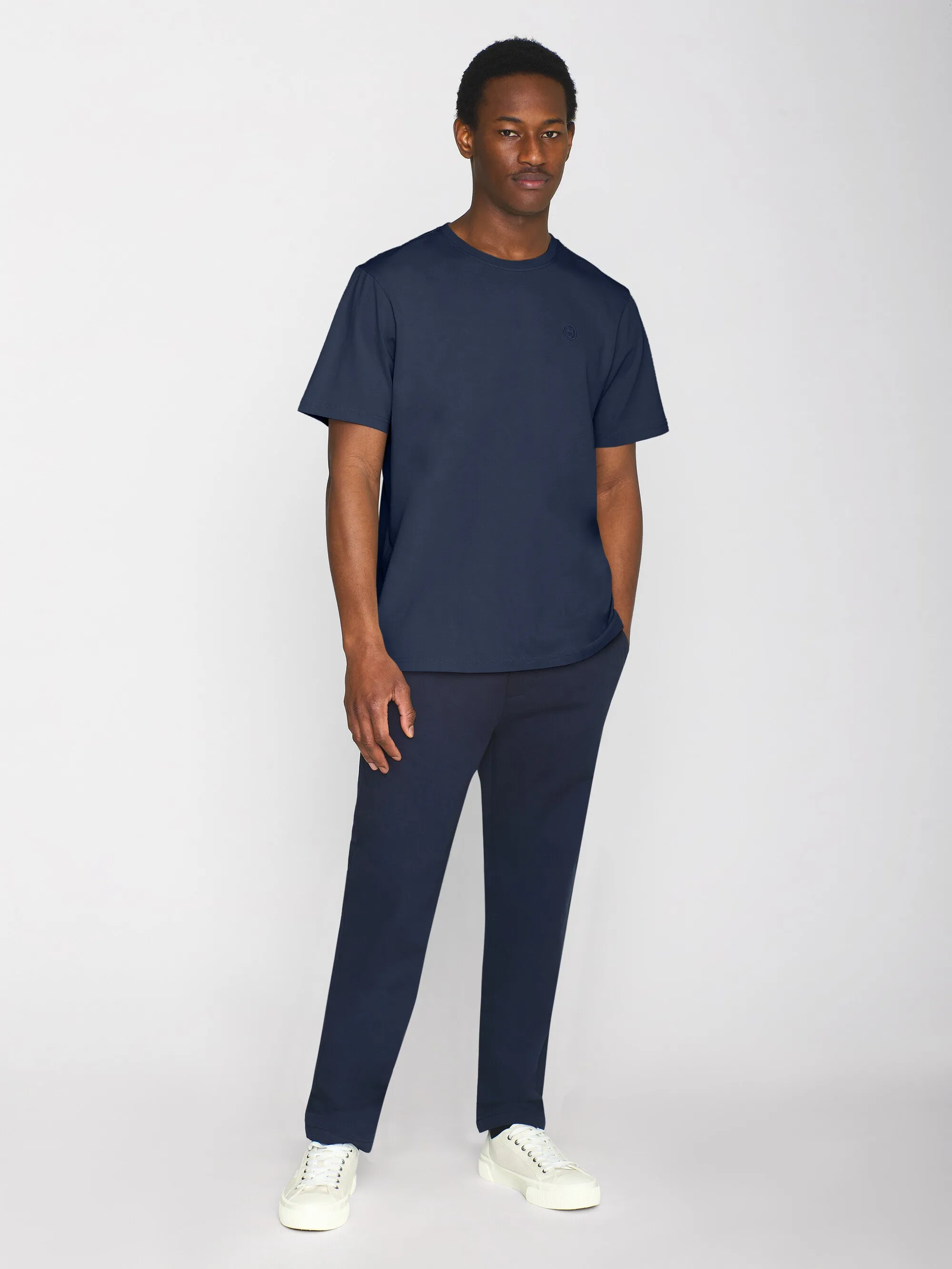 Regular fit Badge t-shirt - Insigna Blue melange Knowledge Cotton