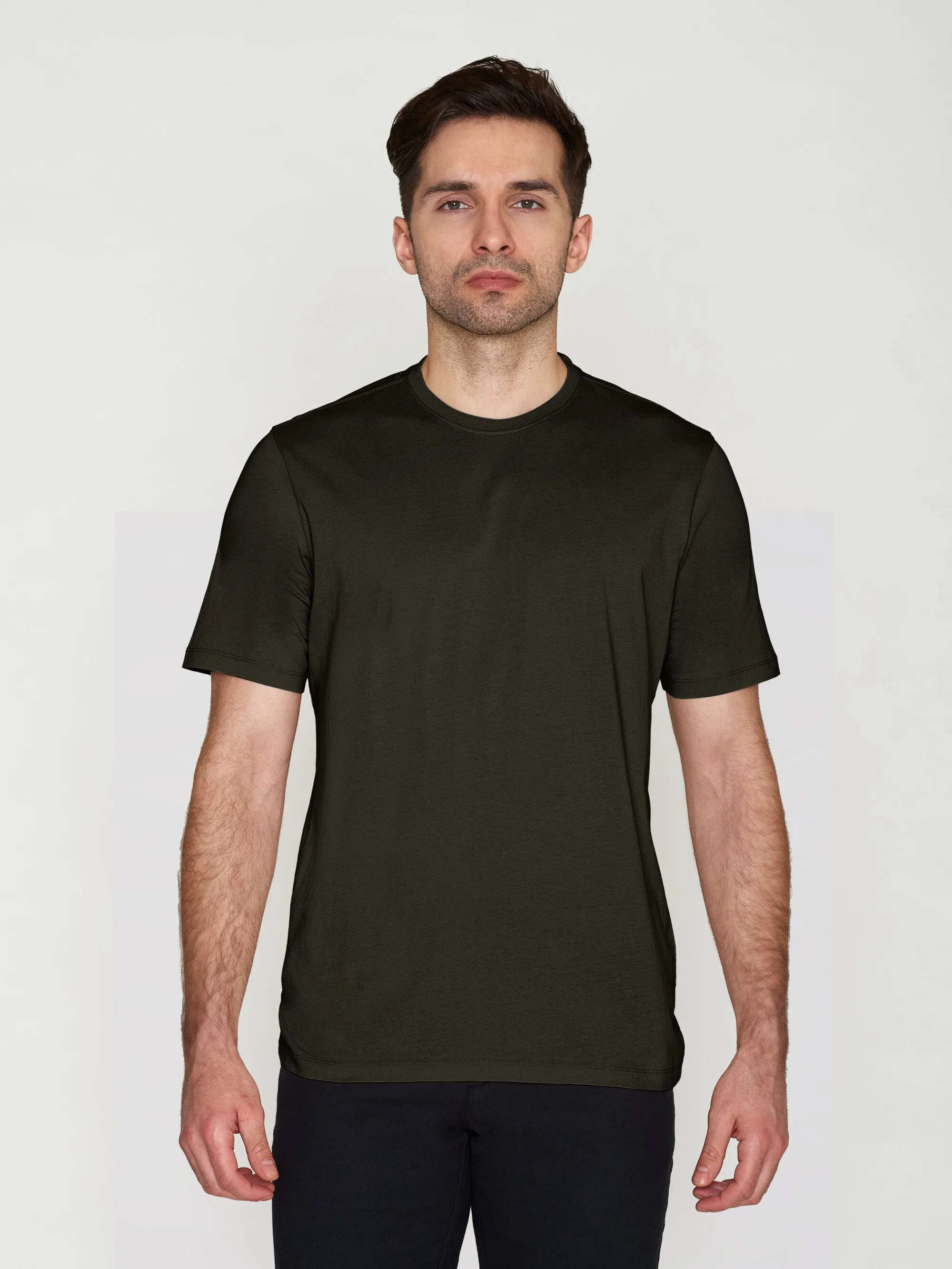 Regular fit Basic tee - Green melange Knowledge Cotton