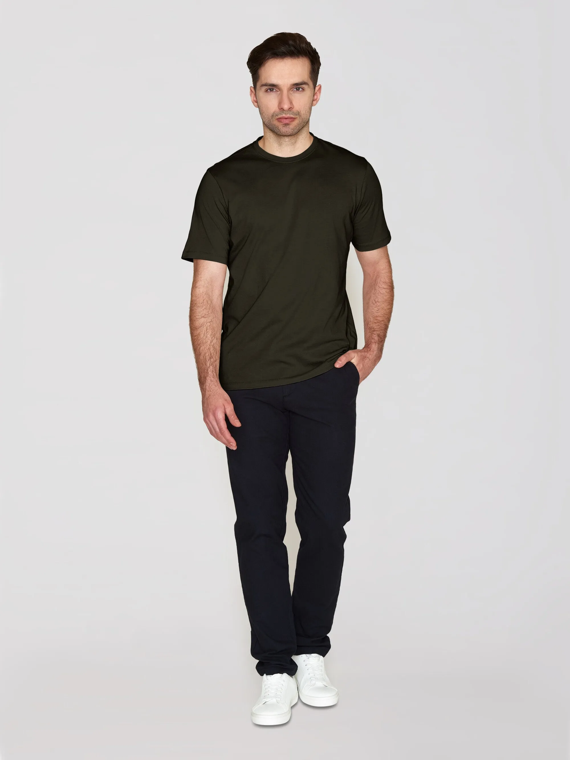 Regular fit Basic tee - Green melange Knowledge Cotton