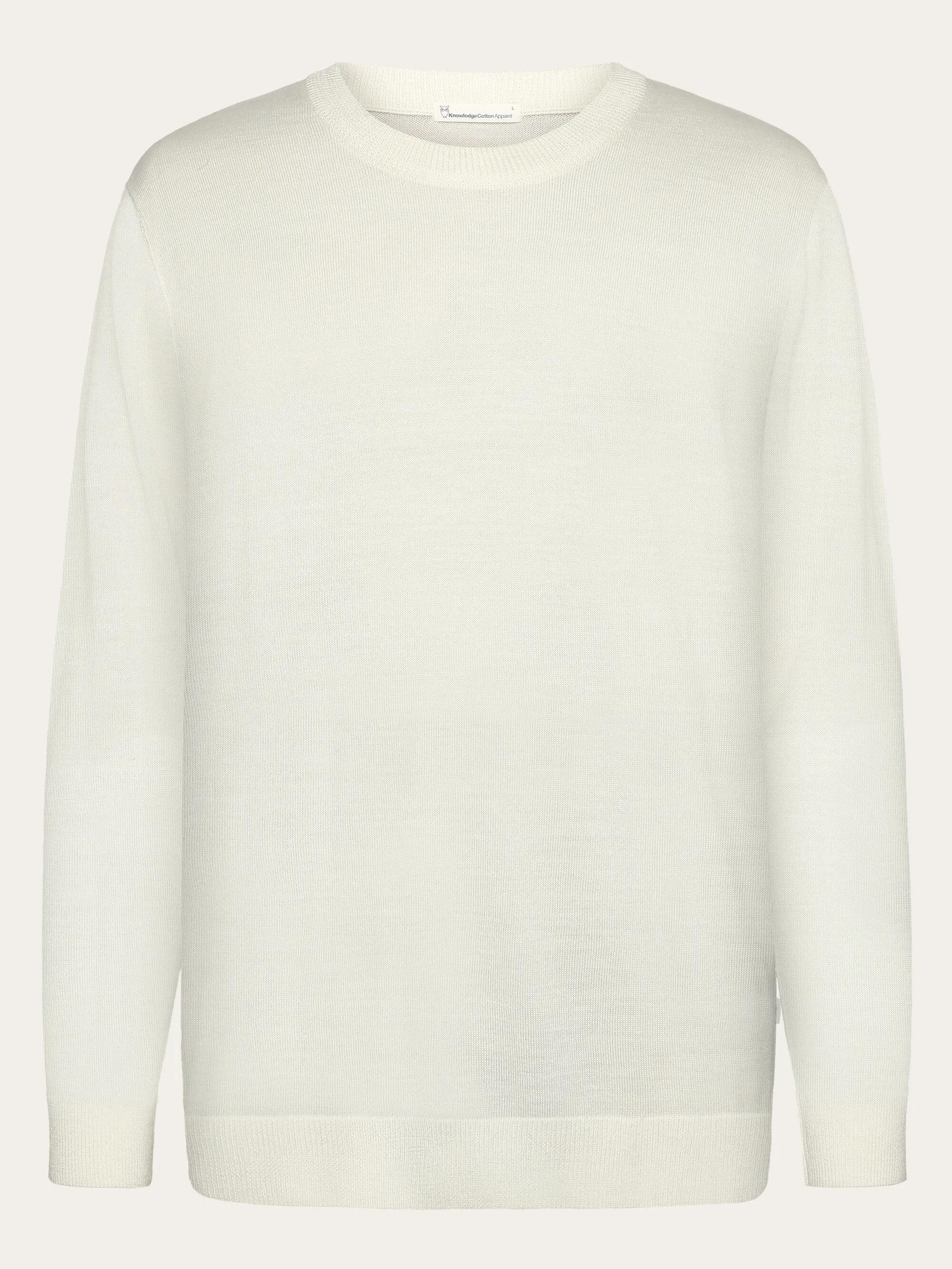 Regular merino knit crew neck - RWS - Egret Knowledge Cotton