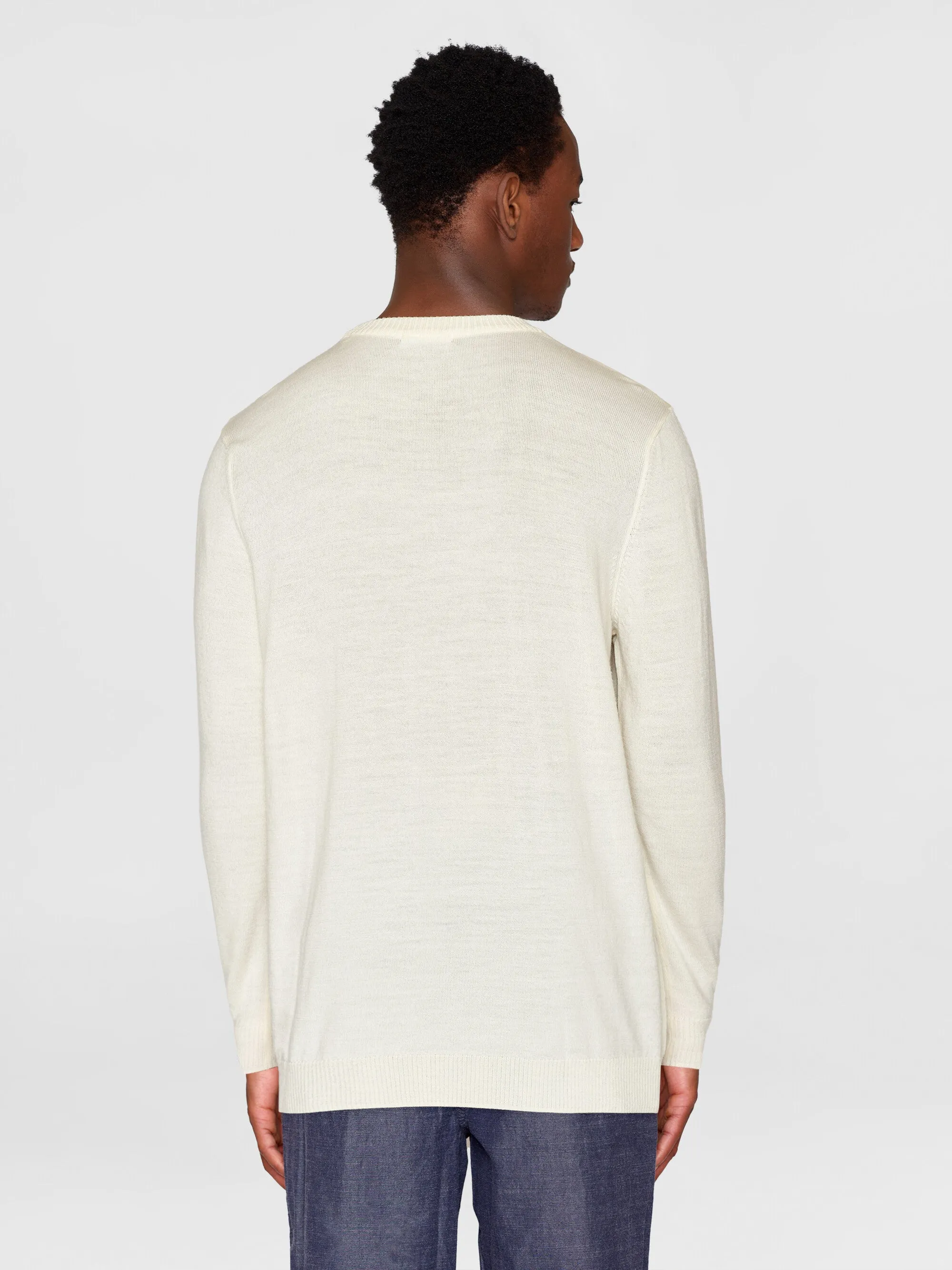 Regular merino knit crew neck - RWS - Egret Knowledge Cotton