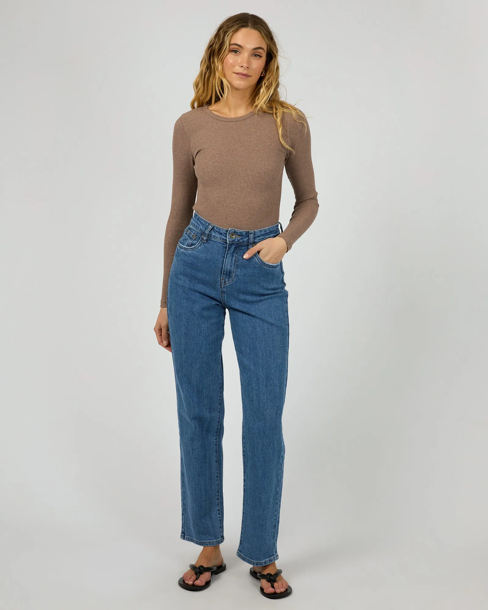 Rib Long Sleeve Brown