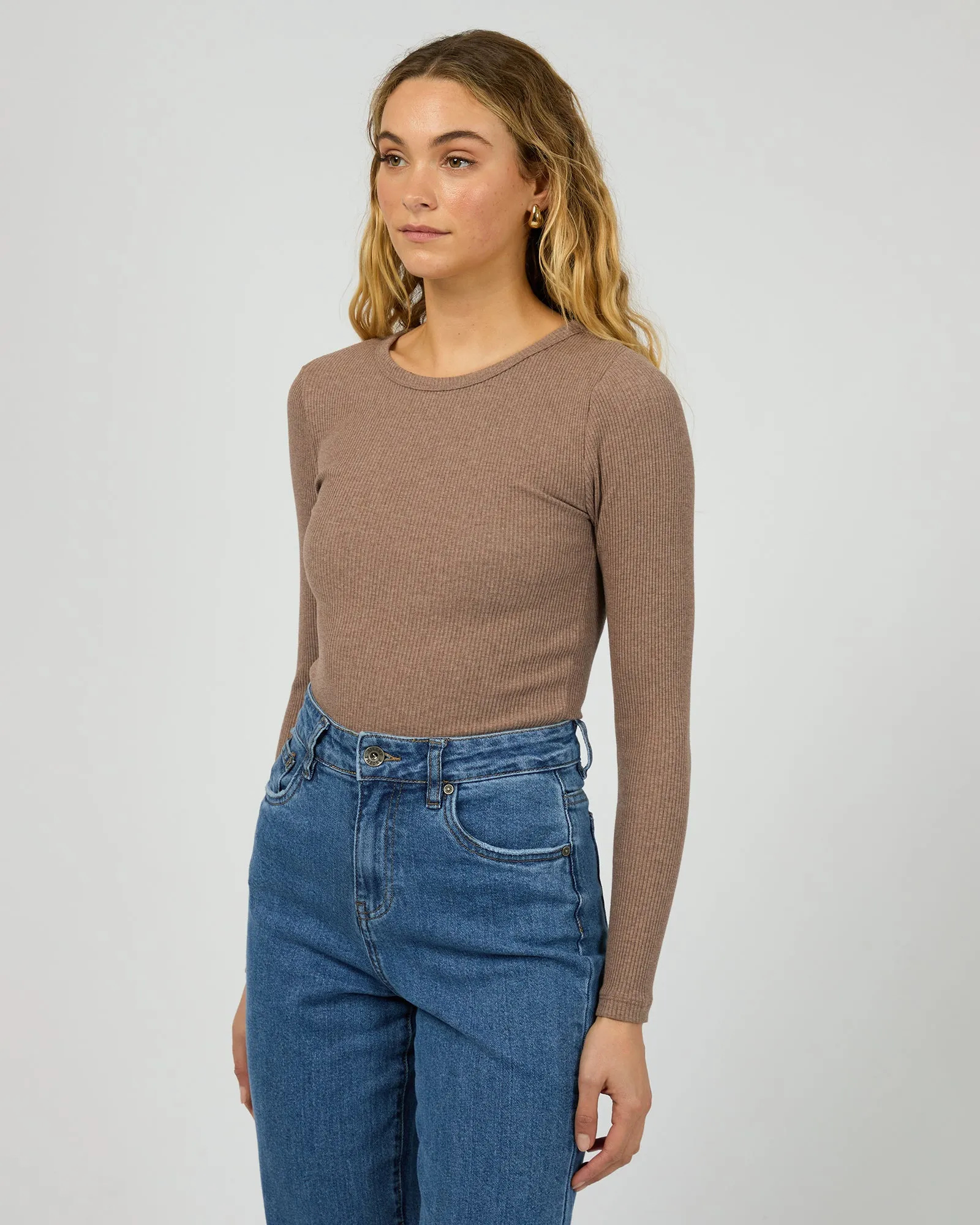 Rib Long Sleeve Brown