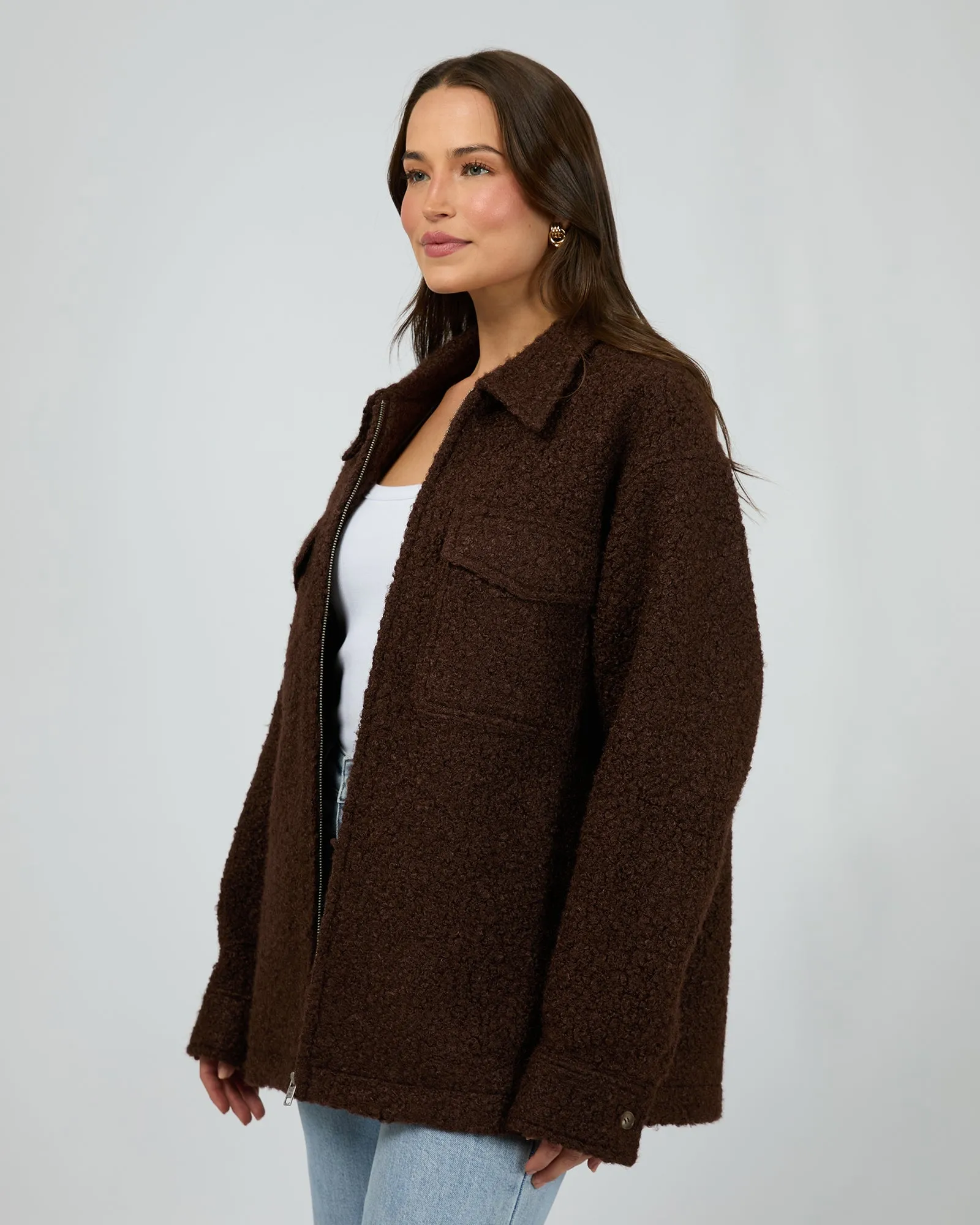 Romy Textured Jacket Brown