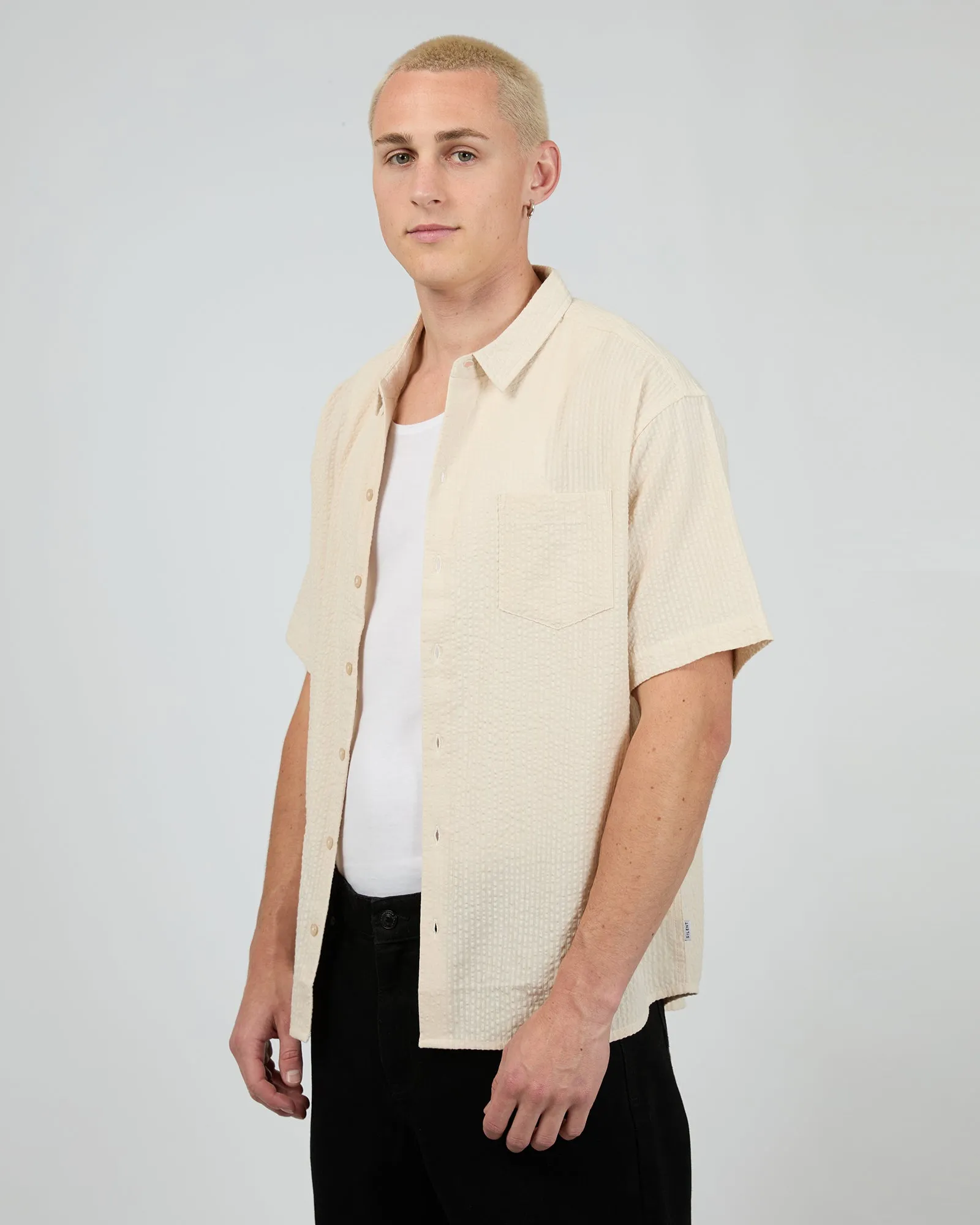 Seersucker Ss Shirt Chalk