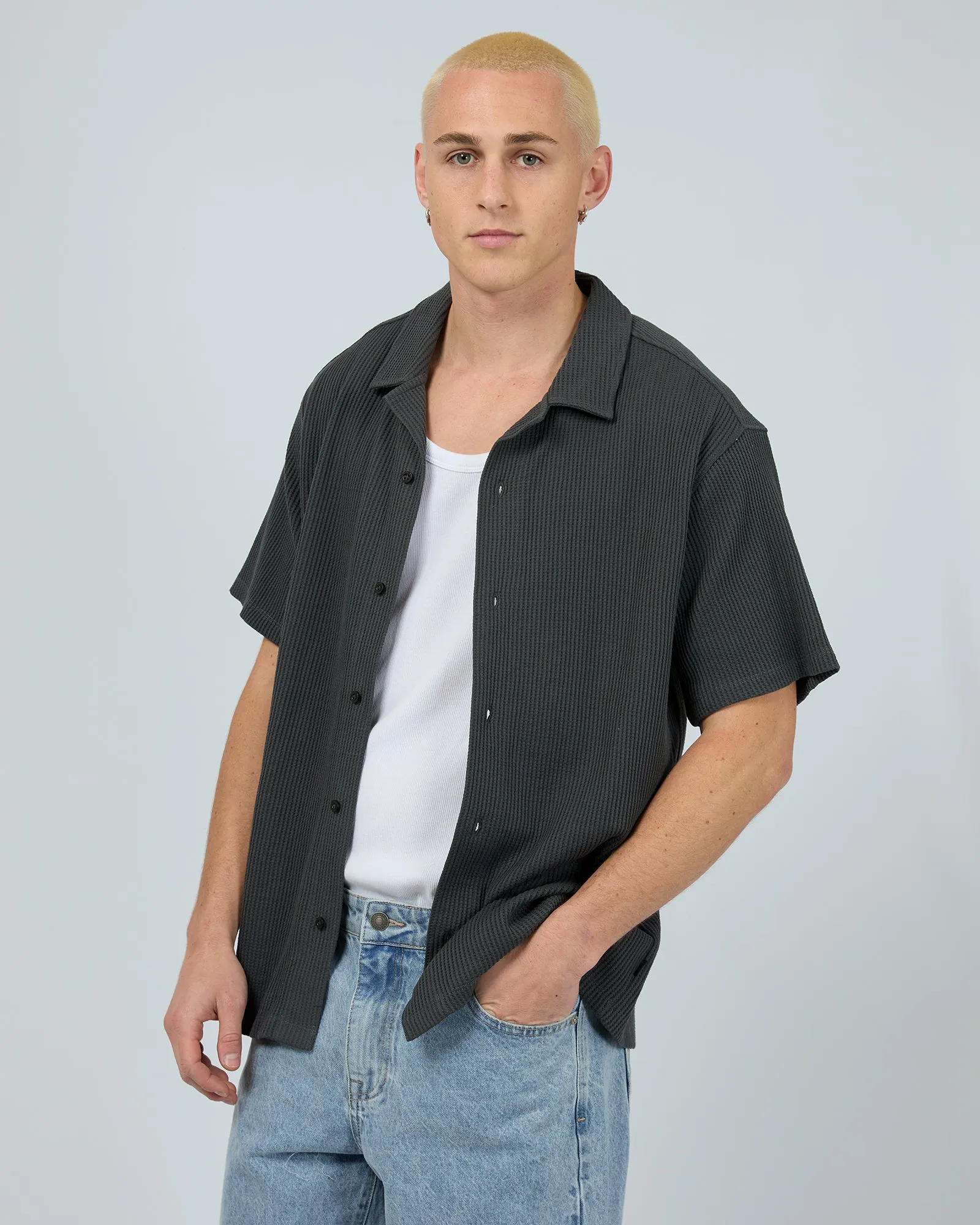 Session Waffle Ss Shirt Charcoal