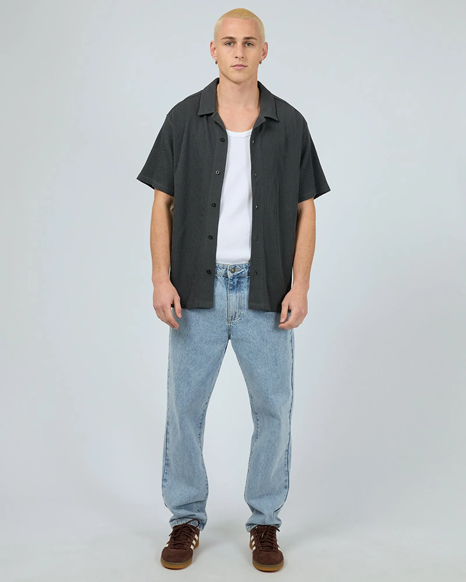 Session Waffle Ss Shirt Charcoal