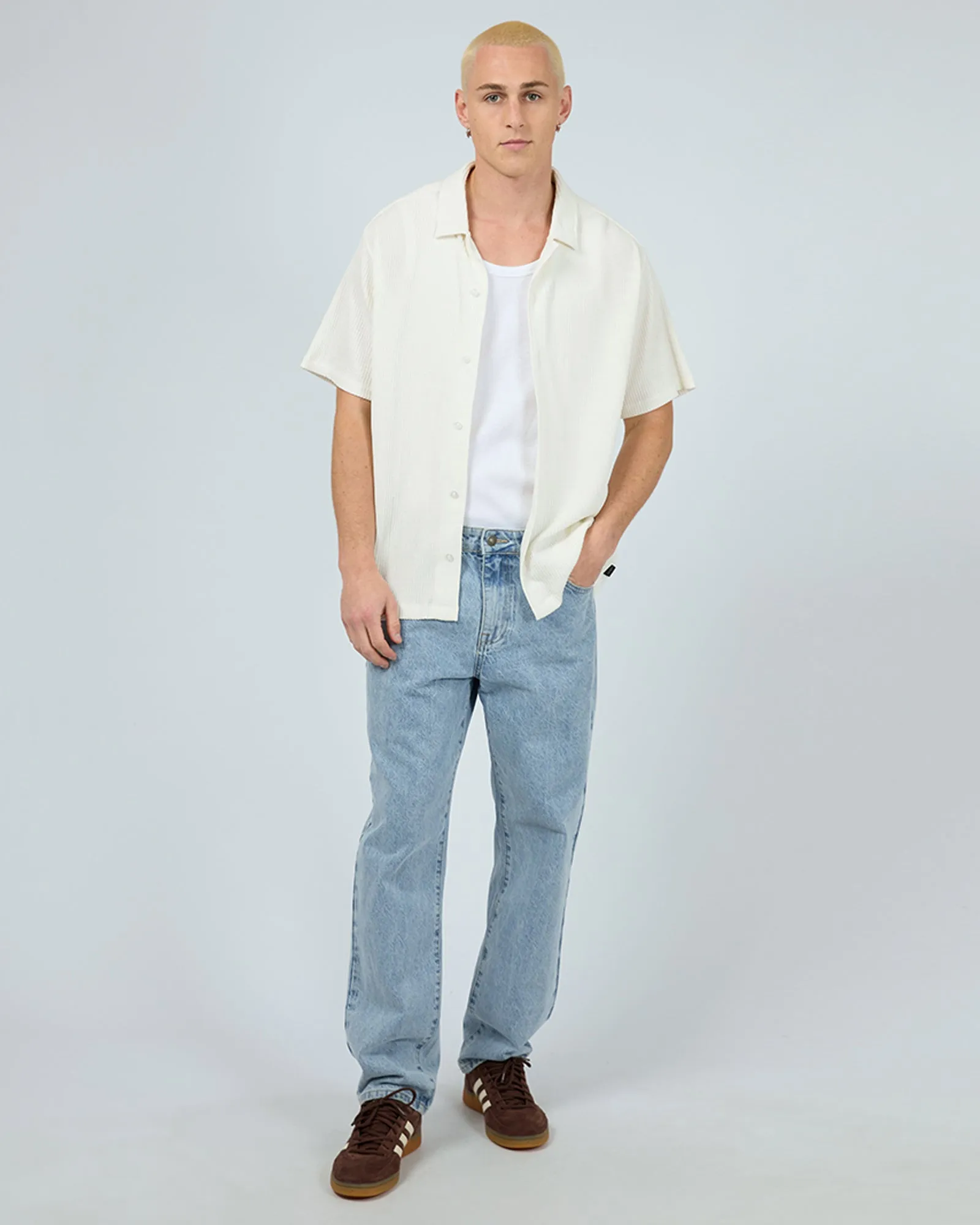 Session Waffle Ss Shirt Natural