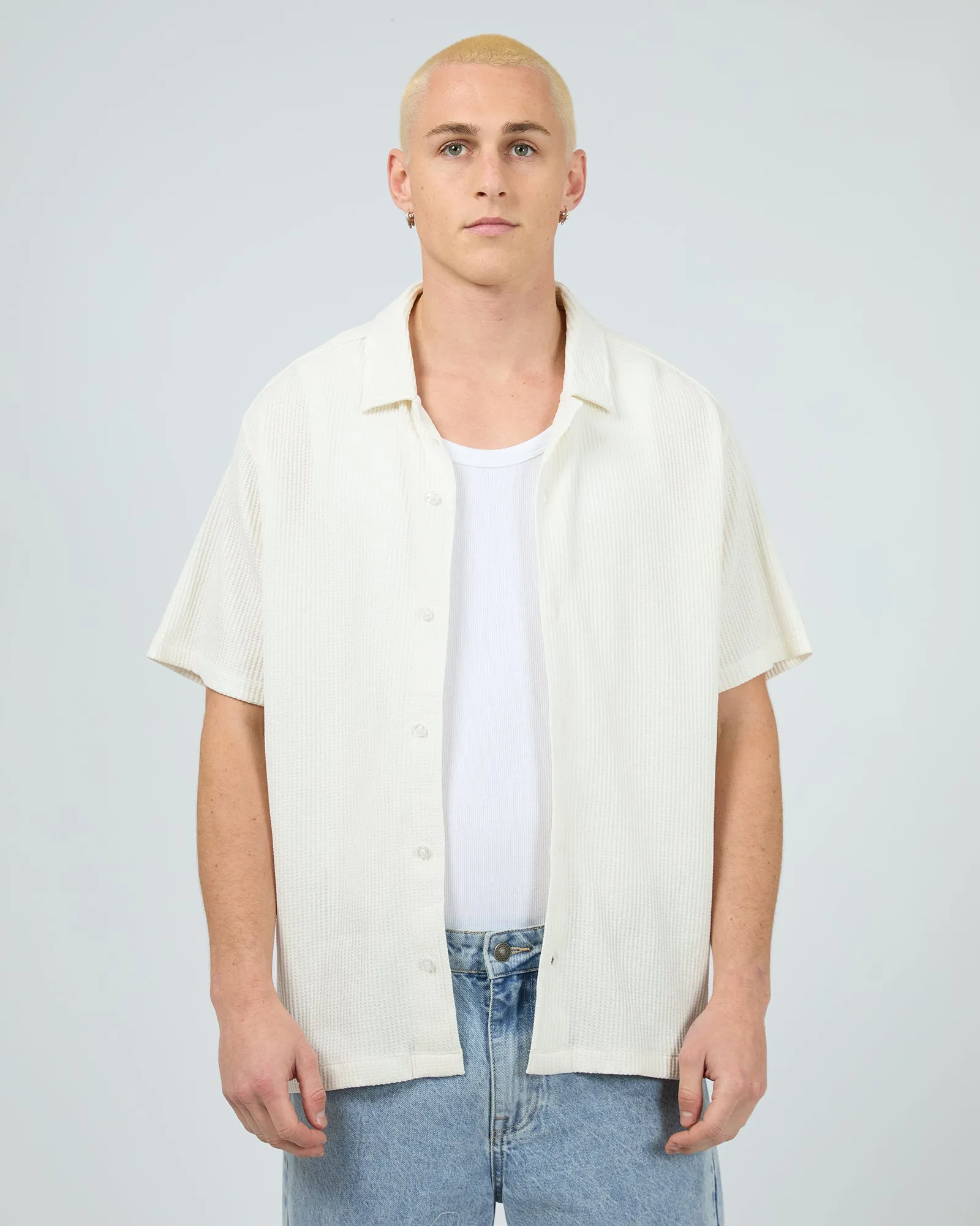 Session Waffle Ss Shirt Natural