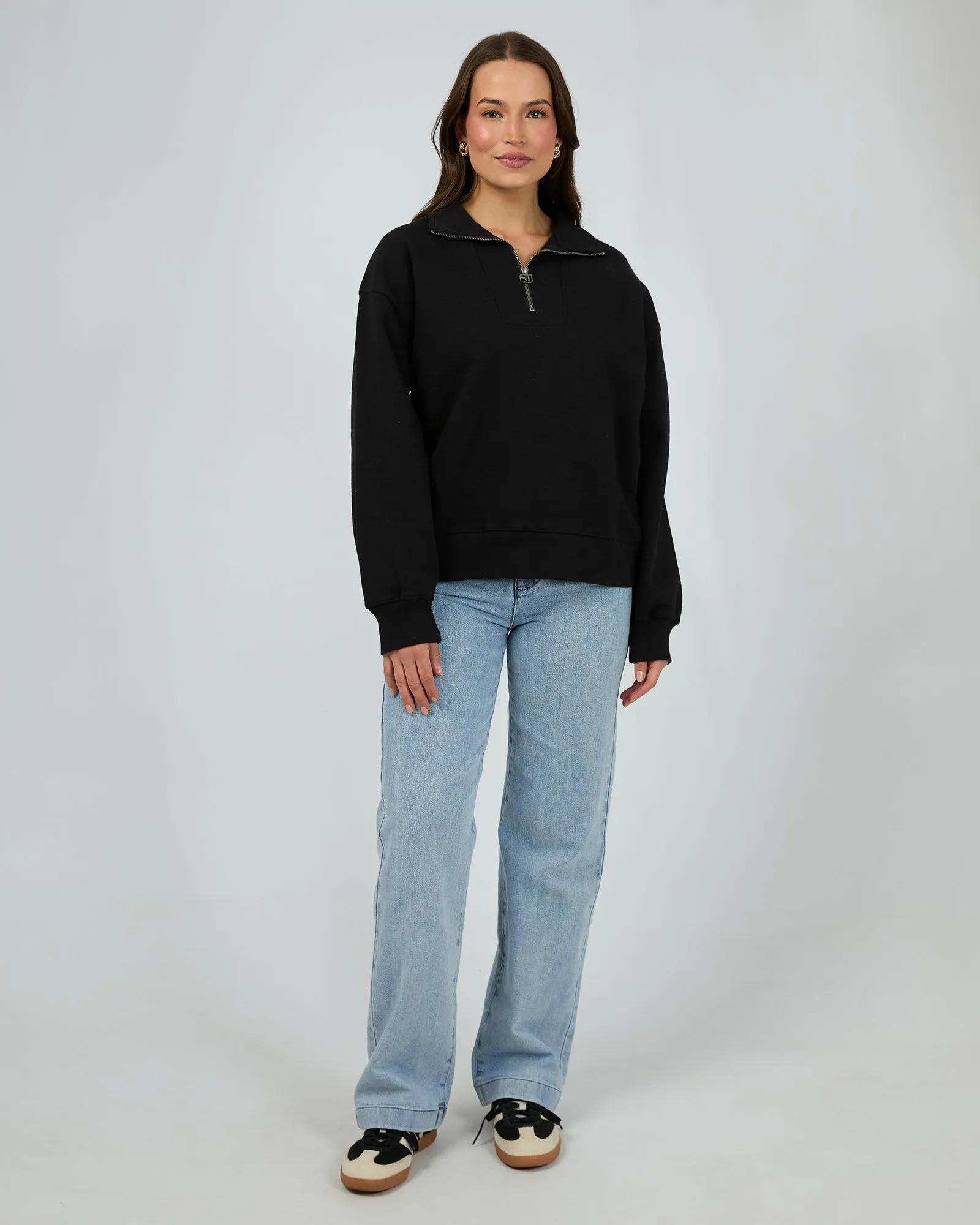 Silent Luxe 1/4 Zip Crew Black