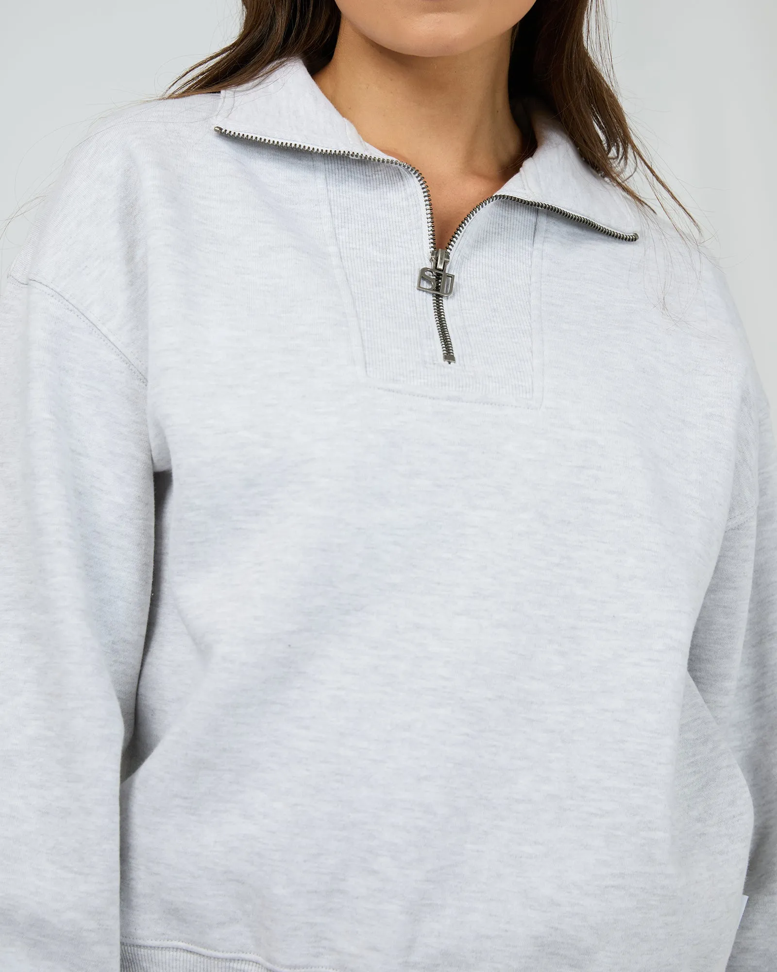 Silent Luxe 1/4 Zip Crew Snow Marle
