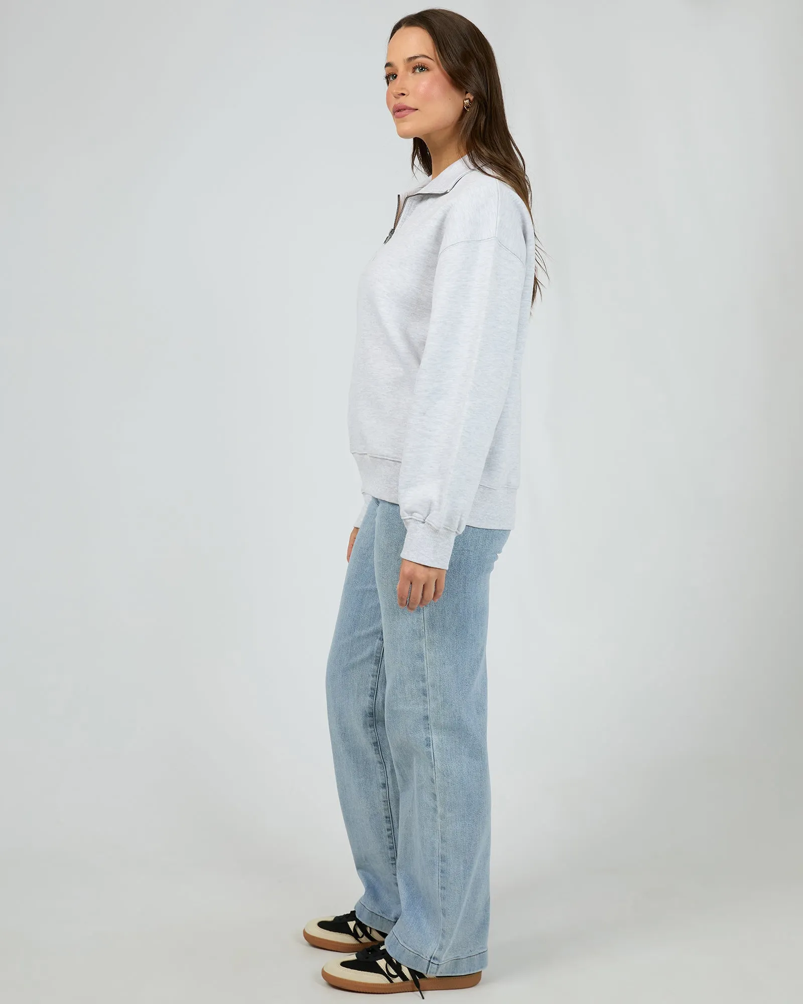 Silent Luxe 1/4 Zip Crew Snow Marle