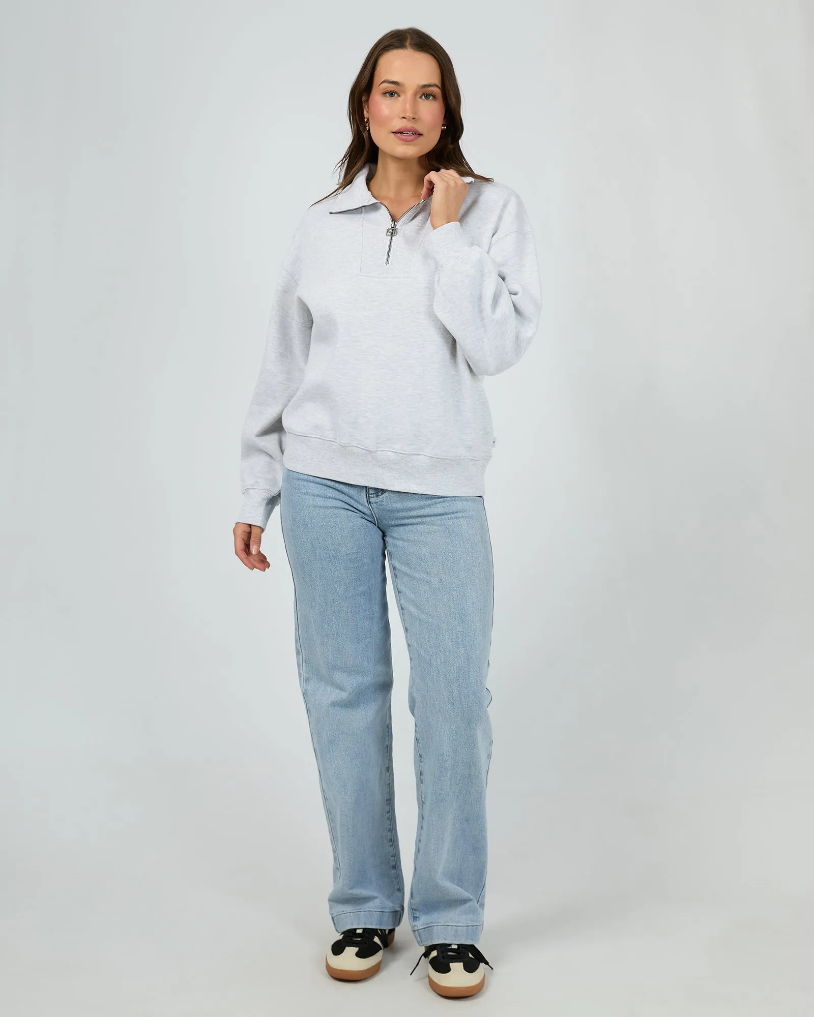Silent Luxe 1/4 Zip Crew Snow Marle