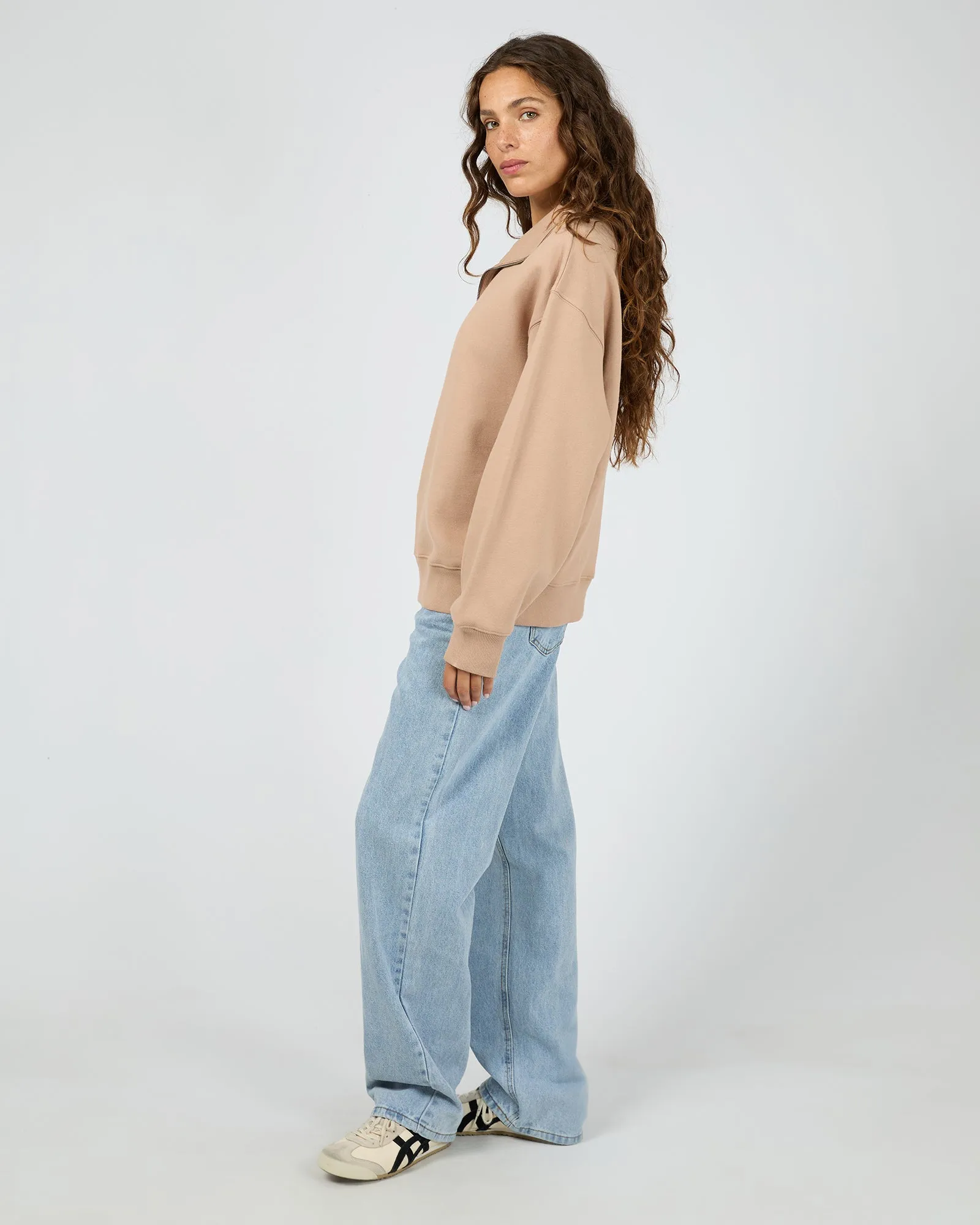 Silent Luxe 1/4 Zip Crew Taupe