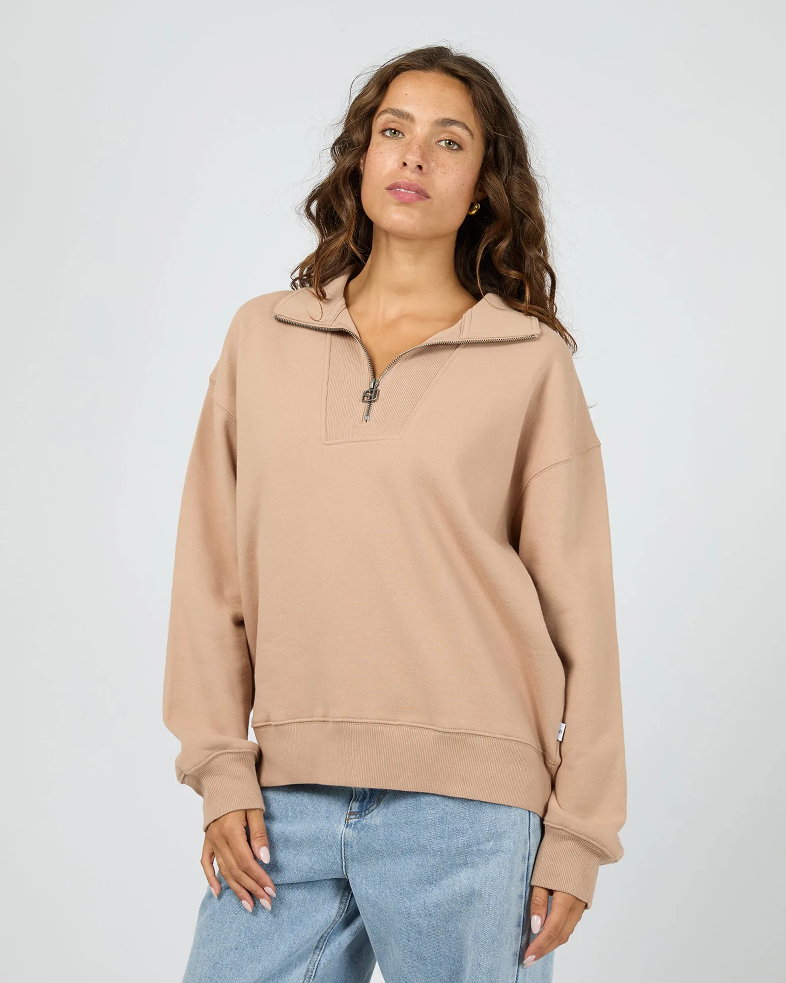 Silent Luxe 1/4 Zip Crew Taupe