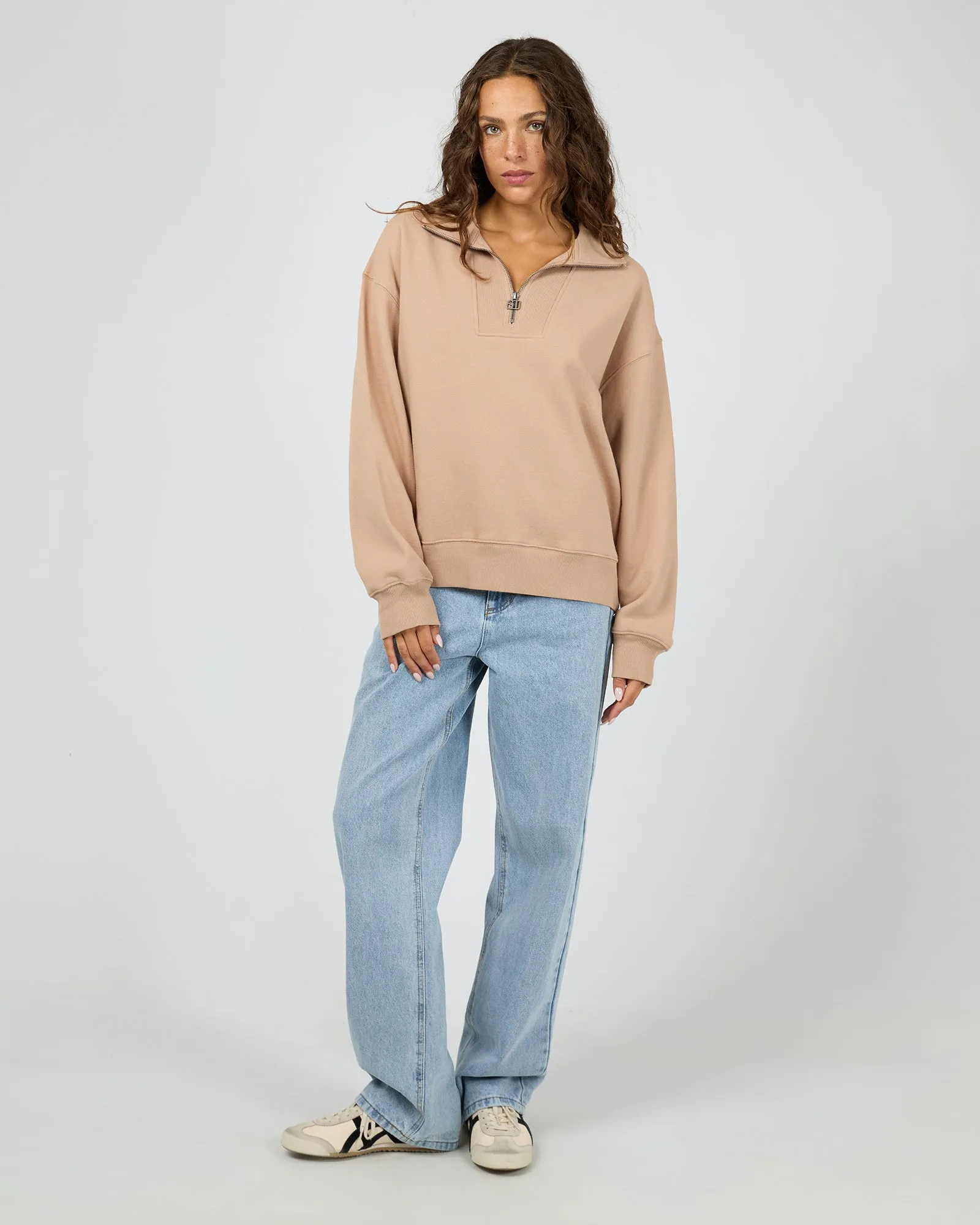 Silent Luxe 1/4 Zip Crew Taupe