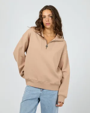 Silent Luxe 1/4 Zip Crew Taupe