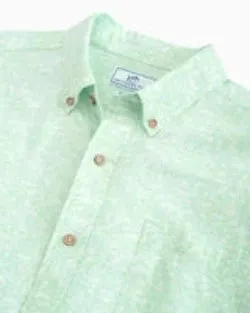Southern Tide Men's Great Catch Printed Short Sleeve Button Down Shirt - Mist Green