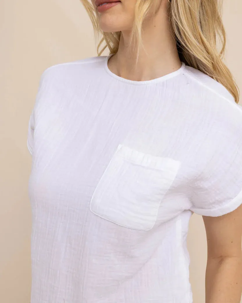 Southern Tide Women's Imogen Double Cloth Top - Classic White