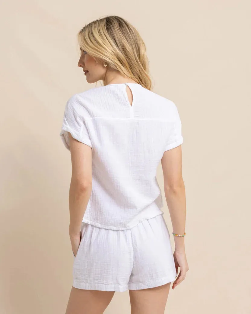 Southern Tide Women's Imogen Double Cloth Top - Classic White