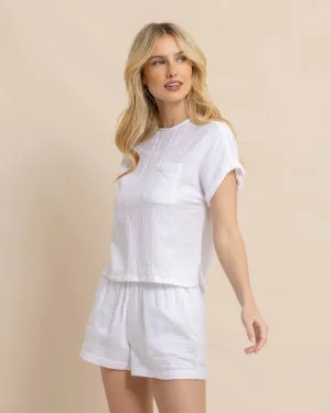 Southern Tide Women's Imogen Double Cloth Top - Classic White
