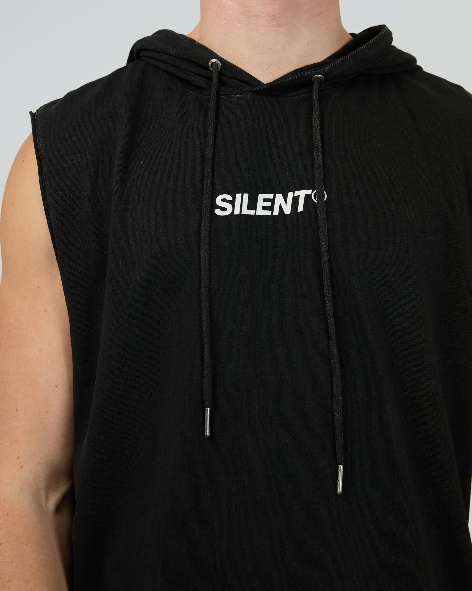 Strike Hooded Muscle Washed Black