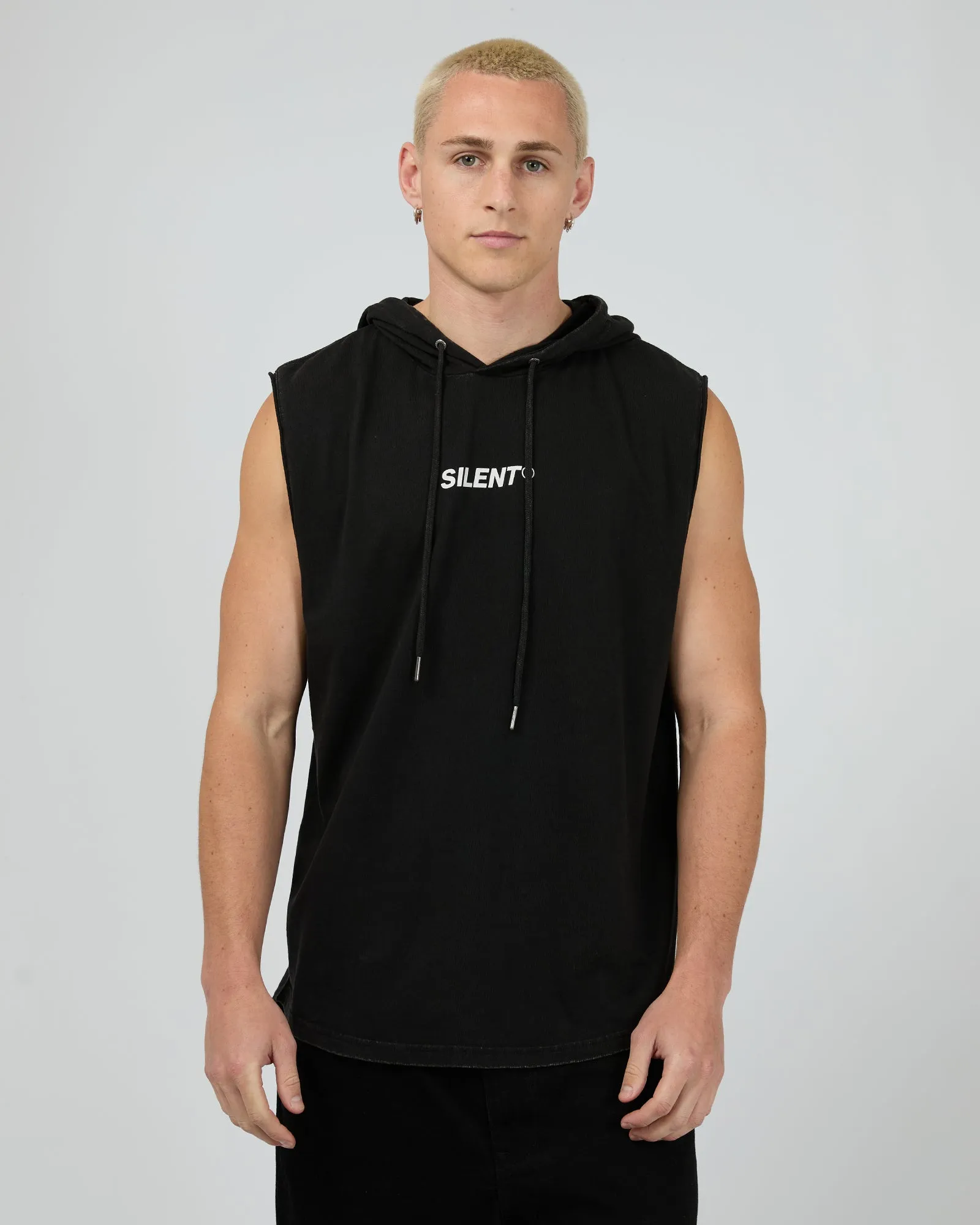 Strike Hooded Muscle Washed Black