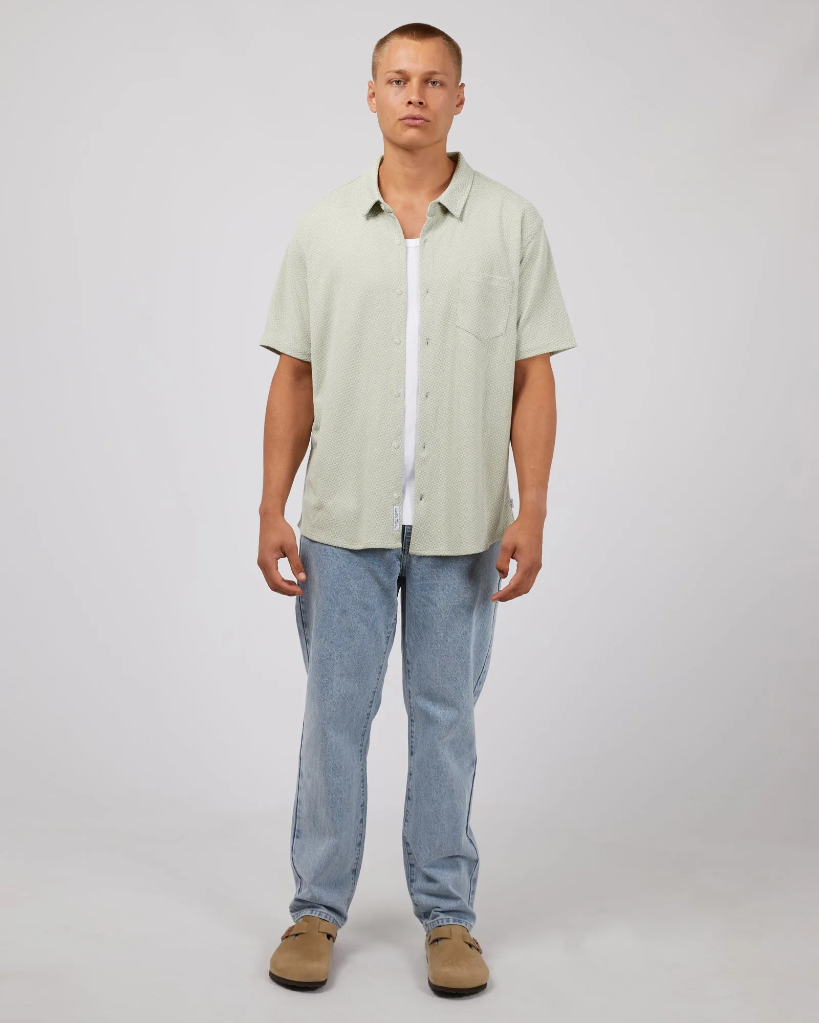 Textured Short Sleeve Shirt Sage