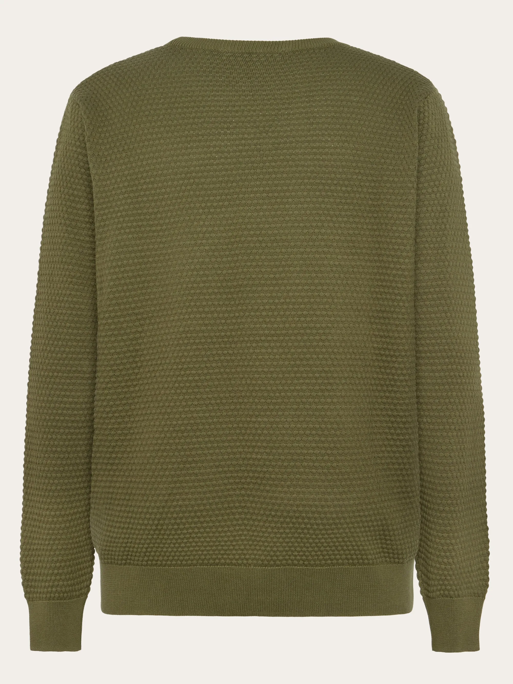 VAGN regular bubble knit crew neck - Regenerative Organic Certified - GOTS/Vegan - Burned Olive Knowledge Cotton
