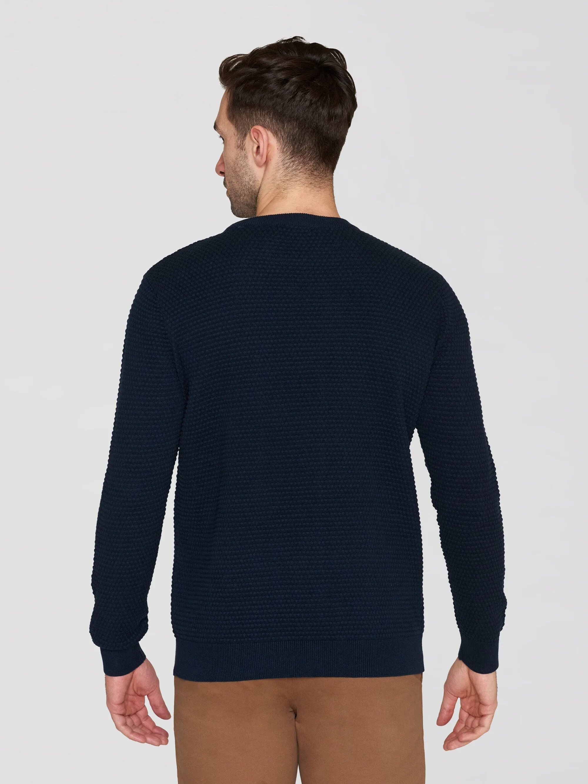VAGN regular bubble knit crew neck - Regenerative Organic Certified - GOTS/Vegan - Total Eclipse Knowledge Cotton