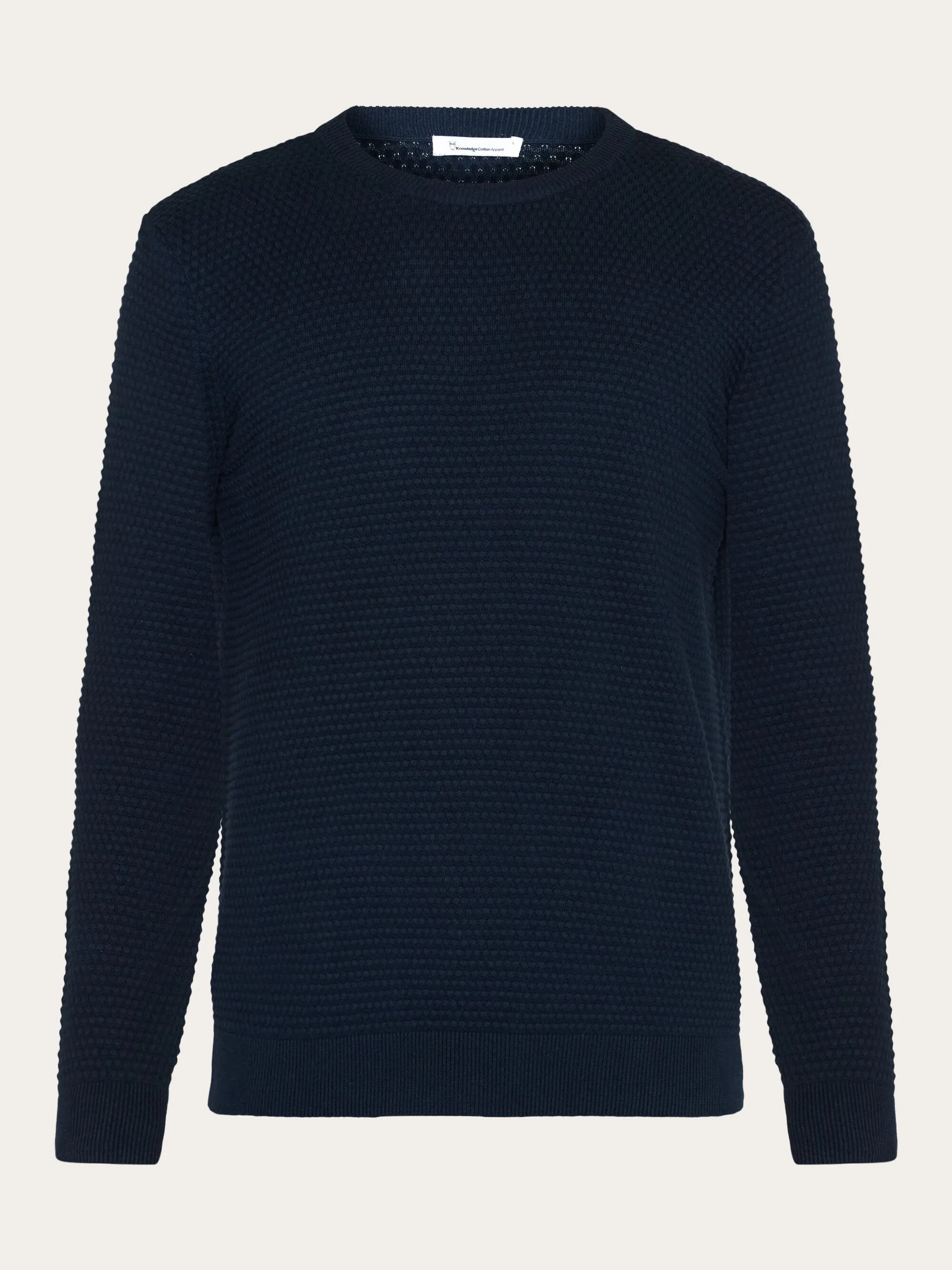 VAGN regular bubble knit crew neck - Regenerative Organic Certified - GOTS/Vegan - Total Eclipse Knowledge Cotton