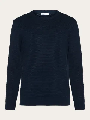 VAGN regular bubble knit crew neck - Regenerative Organic Certified - GOTS/Vegan - Total Eclipse Knowledge Cotton