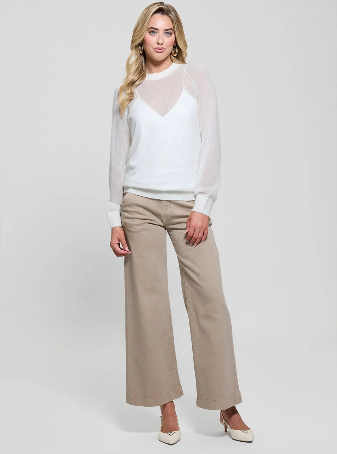White Izabella Knit Top Guess