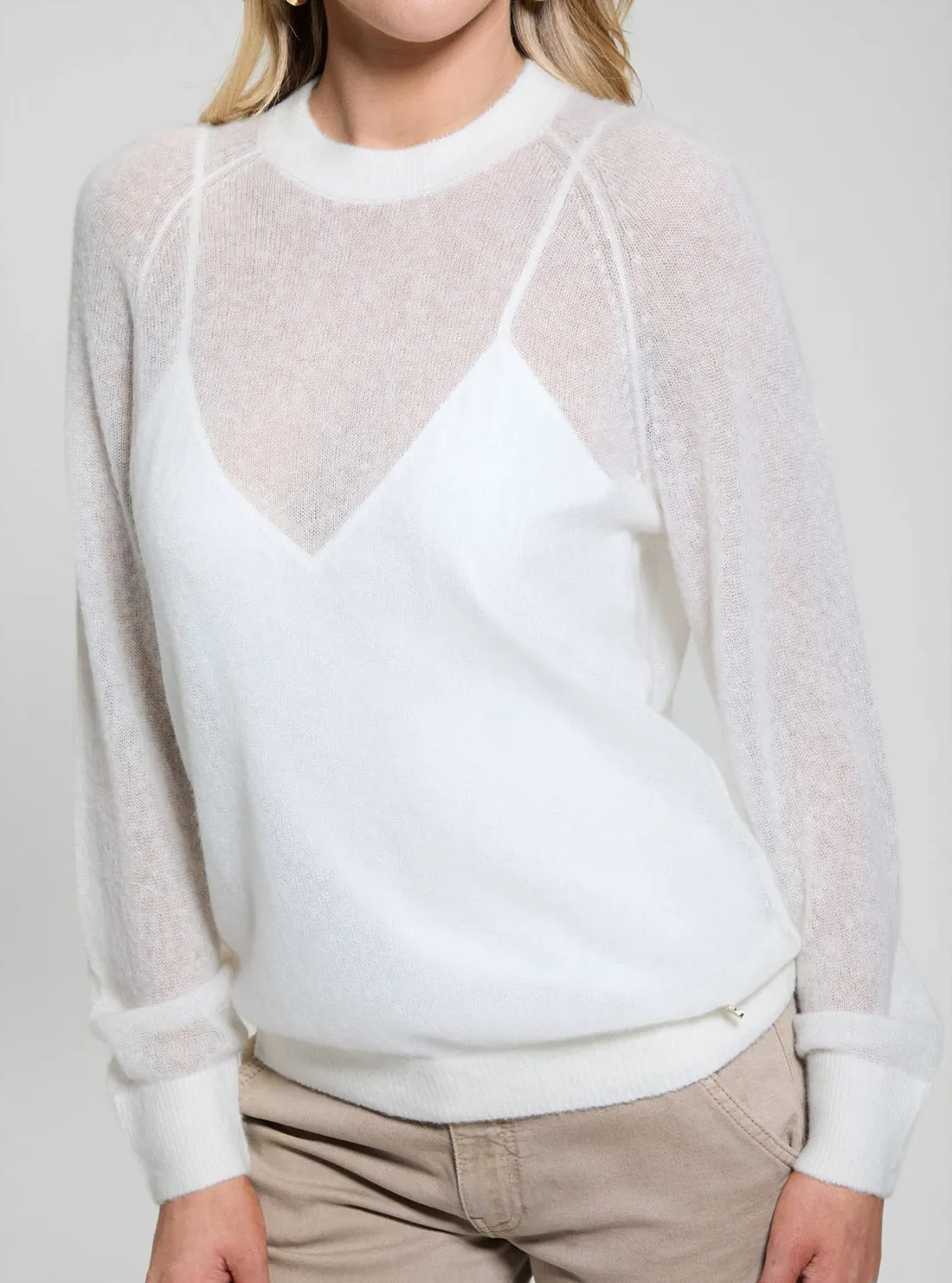 White Izabella Knit Top Guess