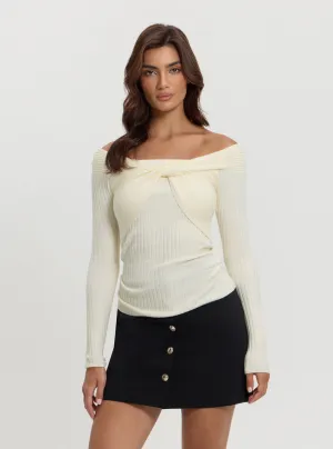 White Milana Wrap Knit Top Guess