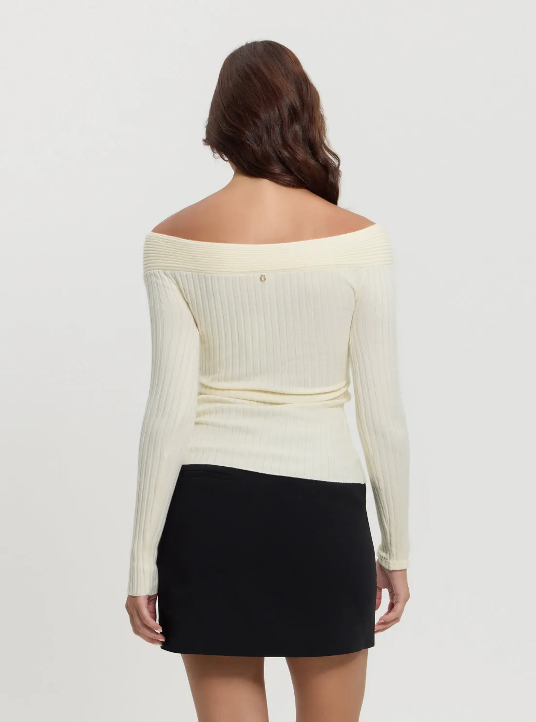 White Milana Wrap Knit Top Guess
