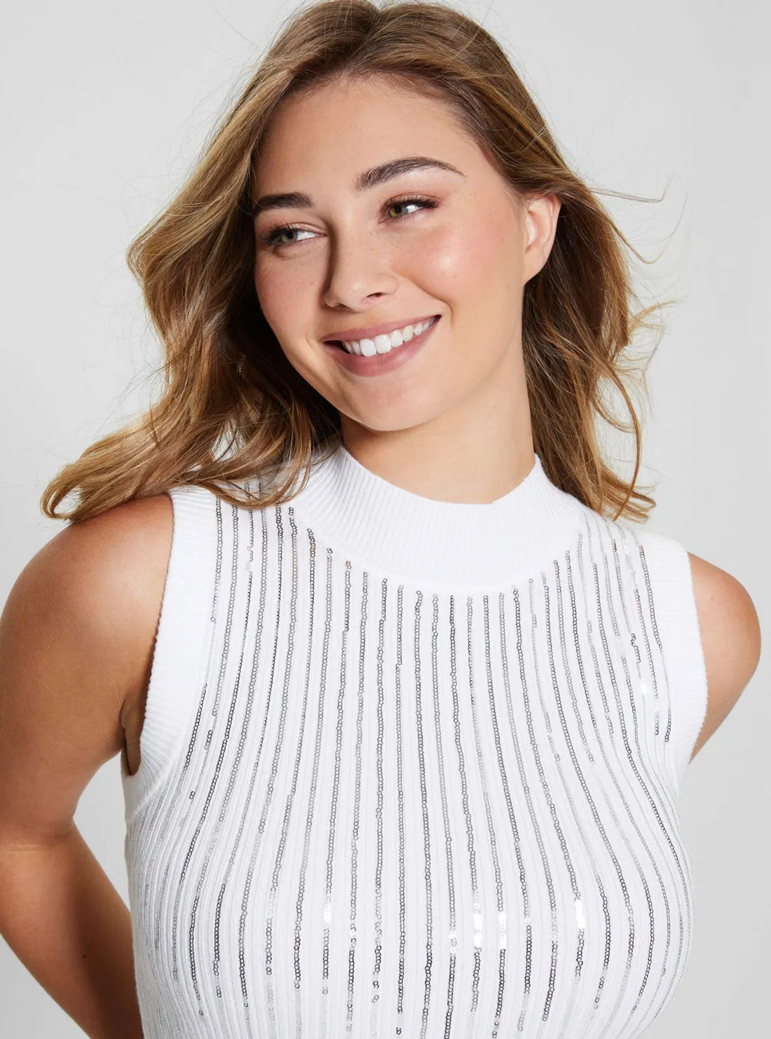 White Vivian Short Sleeve Top Guess