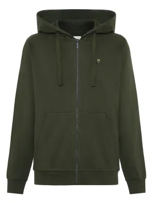 Zip hood kangaroo badge sweat - Forrest Night Knowledge Cotton